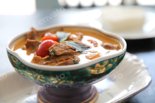 Preview: Roasted Duck In Red Curry With Rice , Traditional Thai Food