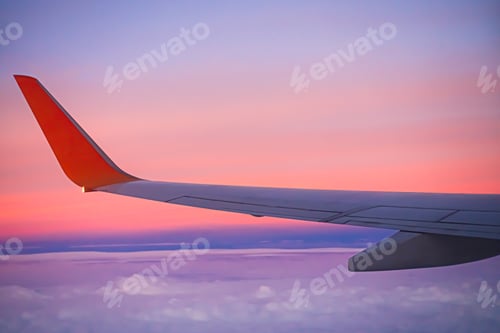 Preview: Flight Plane Fly Sky Cloud Sunset View Background