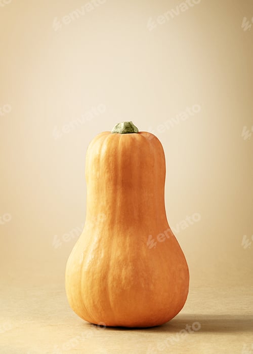 Preview: Honey pumpkin on beige background with a copy of space.