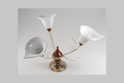 Preview: Floor lamp with three ornate white glass shades