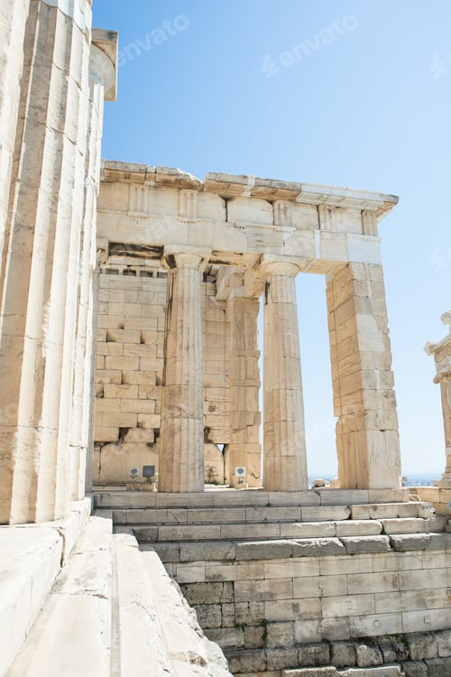 Preview: Parthenon temple, old Greek ruins at sunny day in Acropolis of Athens, Greece