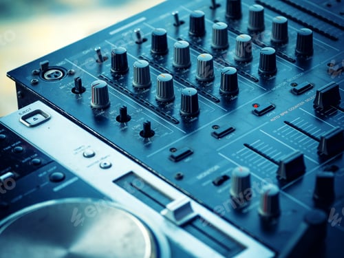 Preview: Closeup of dj controller - selective focus