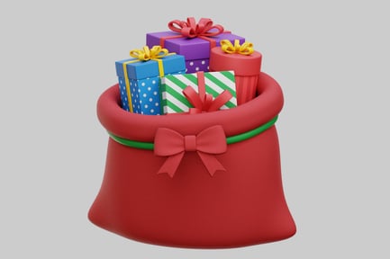 Preview: Santa's Bag Overflowing With Colorful Gift Boxes