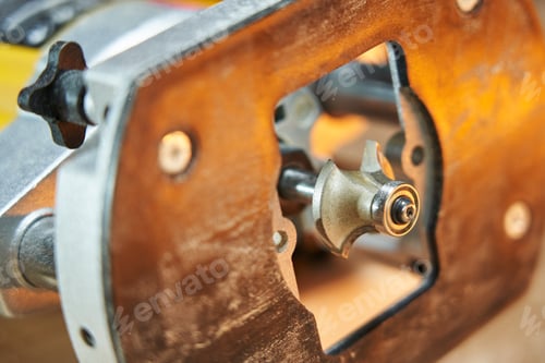 Preview: close-up decorative milling cutter for processing wooden parts installed in a manual electric router