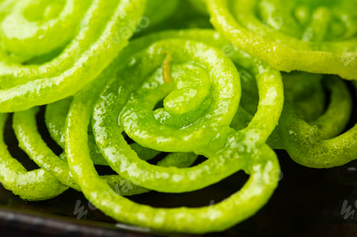 Preview: Green Jalebi mithai or sweet from India, a Twist to a traditional imarti or jilbi