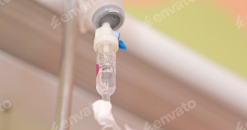 Preview: Infusion pump or Saline solution intravenous (IV) drip for patient and infusion pump in hospital