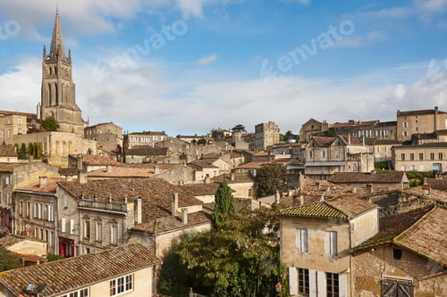 Preview: St. Emilion medieval old town and church. Viticulture village. France