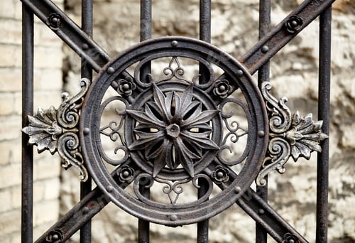 Preview: Ornate Metal Gate Detail with Floral Design