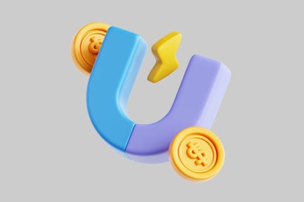 Preview: Cartoon magnet attracting finance elements