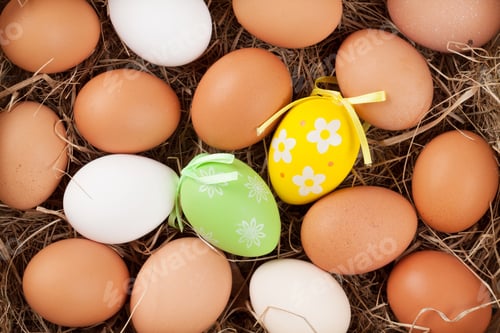 Preview: Easter eggs in straw nest