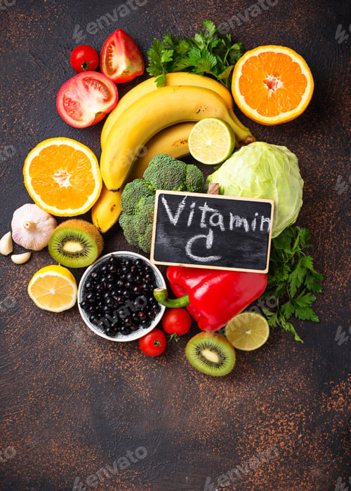 Preview: Food containing vitamin C. Healthy eating