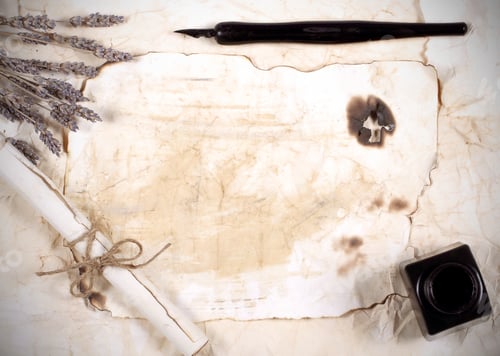 Preview: Old Wrinkled Paper For Records Lies On The Table