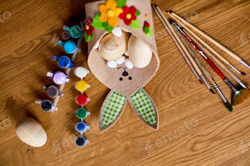 Preview: Top view pack of eggs with brush, paint and decorative elements