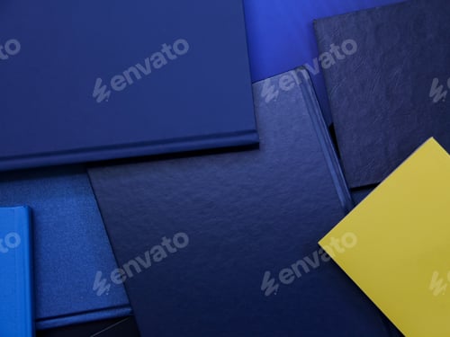Preview: Navy blue light blue & yellow book covers mockup friendly for text overlay & copy space