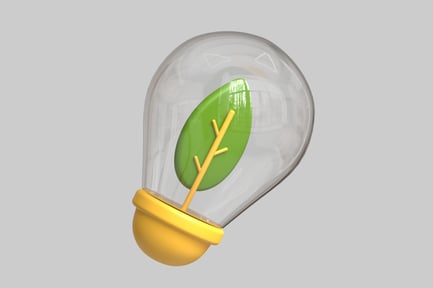 Lightbulb with Green Leaf
