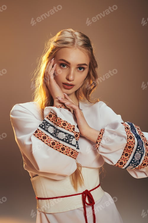 Preview: Ethereal beauty: a woman in white embracing elegance