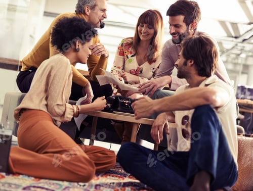 Preview: A group of creative businesspeople from the 70s having an informal meeting together