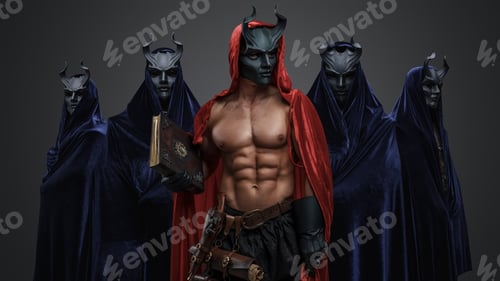 Preview: Occult brotherhood of mystic cult with rubes and masks
