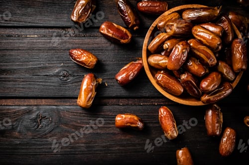 Preview: Ripe dates on a plate.