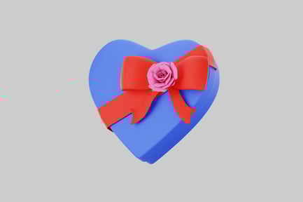 Preview: Heart gift with ribbon rose