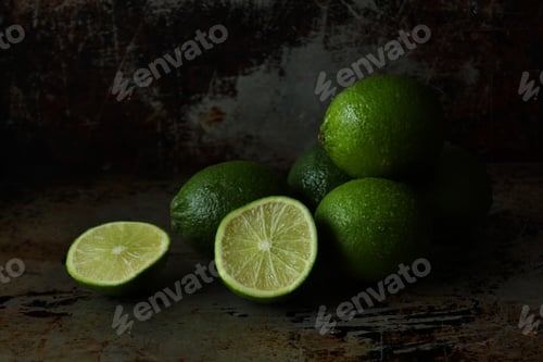 Preview: Fresh Limes on Dark Textured Surface