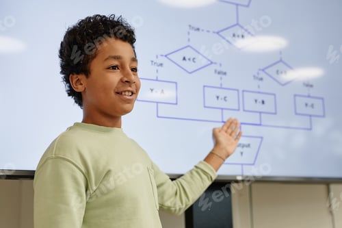 Preview: Boy Presenting in Coding Class