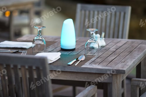 Preview: Summer empty open air cafe at exotic island