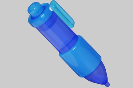 Preview: Blue ballpoint pen with a clip and button.