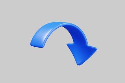 Preview: Curved directional arrow blue design