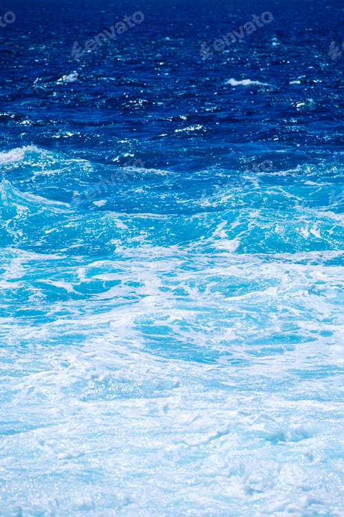 Preview: The sea as a background. Waves and sea foam. Water color gradient.