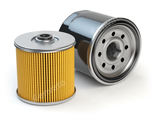 Preview: Car oil filter isolated on white background. Automobile spare pa