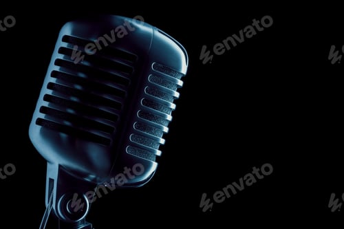 Preview: vintage microphone over black