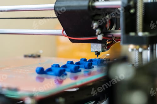 Preview: close up 3d printer make the workpiece or blank for scientific work b