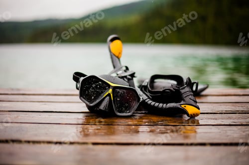 Preview: Snorkeling Mask and Tuba on Dock