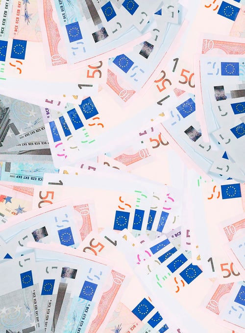 Preview: full set of banknotes of euro background