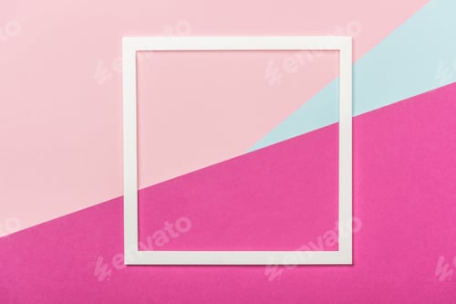 Preview: white paper square frame on tricolor background