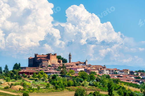 Preview: Montemagno Monferrato Village and Castle Under Dramatic Summer Clouds, Italy