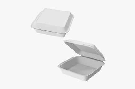 Preview: Styrofoam Food Container: Open and Closed
