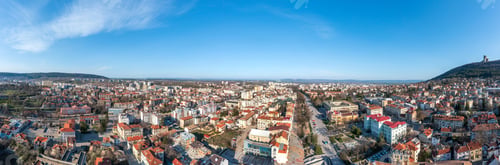 Preview: city of Shumen from a drone view
