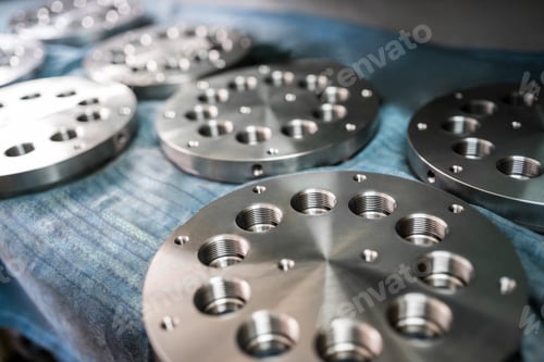 Preview: Close-up chrome metal circles with holes