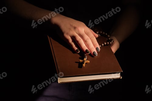 Preview: Woman's holding holy bible with both hands.