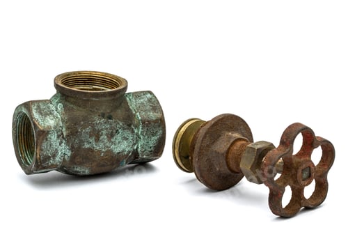 Preview: Disassembled of old water faucet, isolated on white background