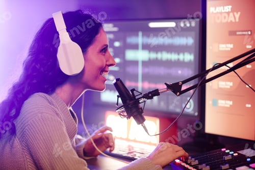 Preview: Woman Recording Podcast Online