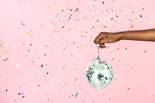Preview: Shiny disco ball in a confetti