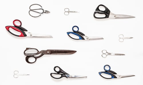 Preview: ornament from various scissors on white