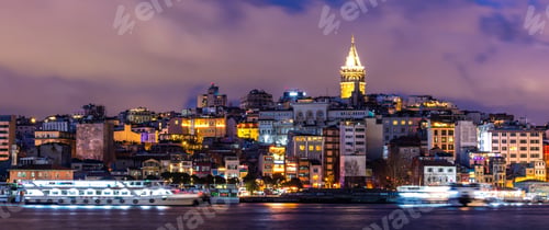 Preview: Galata Tower in Istanbul, Beautiful landmark Beyoglu district old houses with Galata tower.