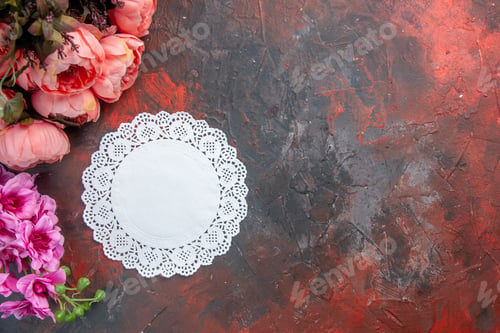 Preview: top view beautiful flowers on dark background beauty colour colourful concept spring easter holiday