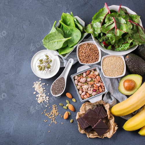 Preview: Assortment of healthy high magnesium sources food