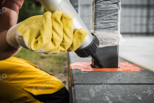 Preview: Silicone Injection Material Between Pole and Concrete Bricks
