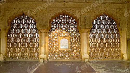 Preview: Closeup shot of Amber Fort site as part of Hill Forts of Rajastan group in India